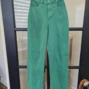 Hollister Women's Straight Leg Jeans in Vibrant Green